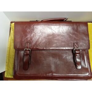 Vintage‎ Style Brown Leather Briefcase Messenger Bag Laptop Satchel Professional
